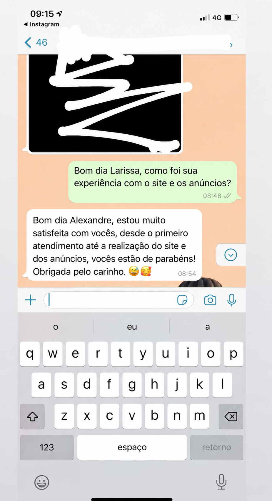 Depoimento de Larissa no WhatsApp